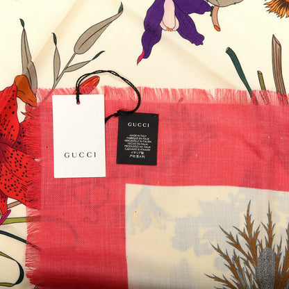 Gucci Silk Flora Gothic Square Scarf Ivory Red 2 of 3