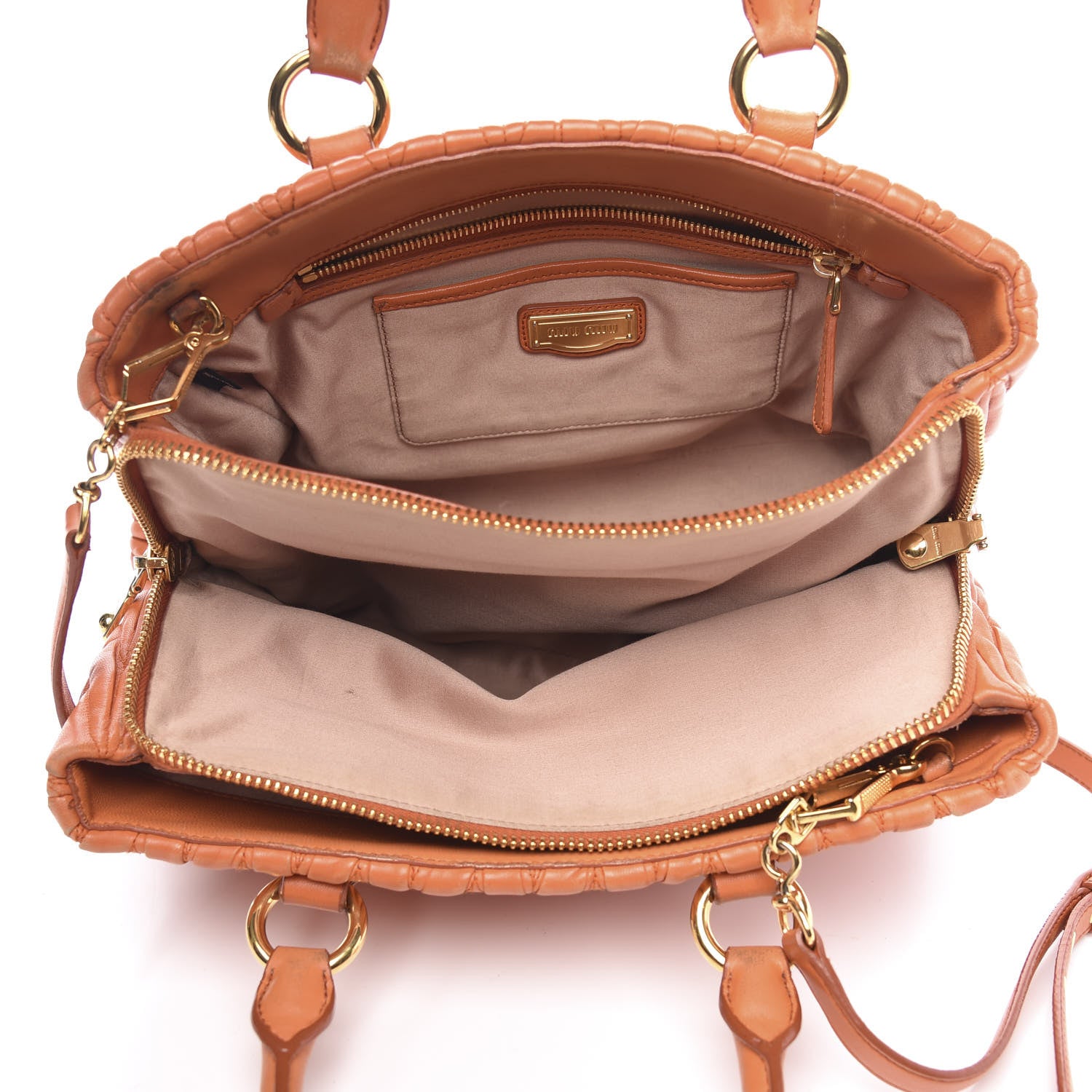 Miu Miu Nappa Matelasse Tote Papaya 5 of 17