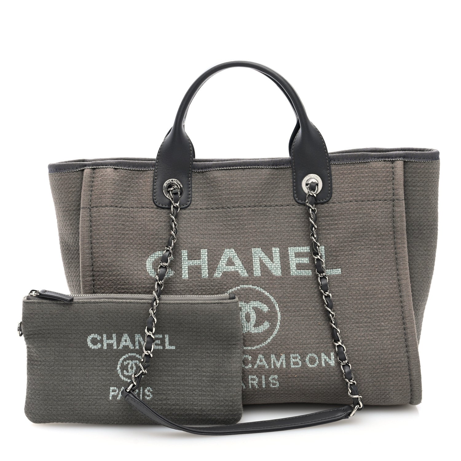 Chanel Mixed Fibers Small Deauville Tote Grey 8 of 12