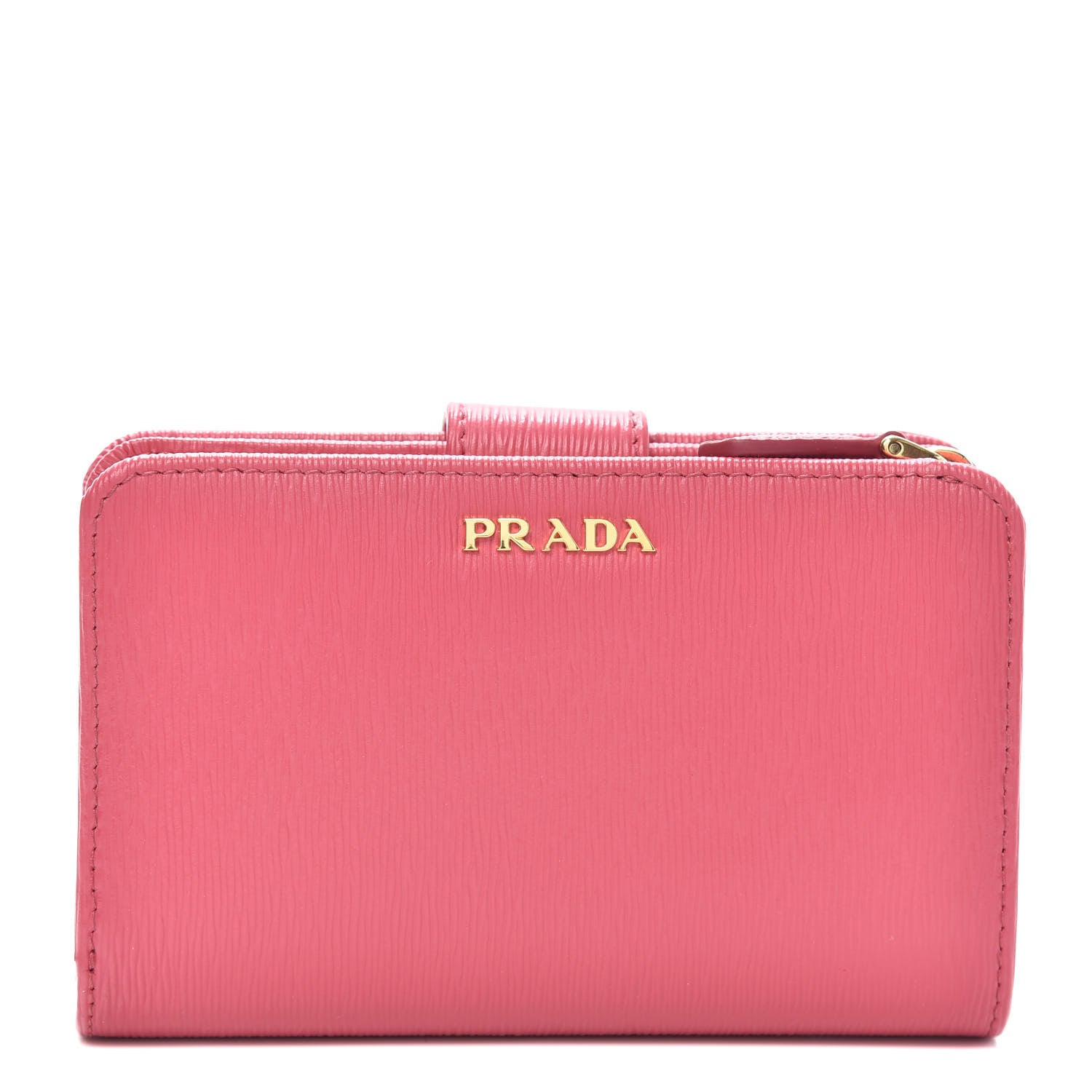 Prada Vitello Move Bi-Color Compact Wallet Peonia Geranio 1 of 6