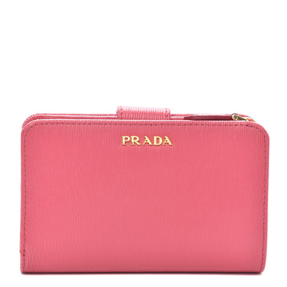 Prada Vitello Move Bi-Color Compact Wallet Peonia Geranio 1 of 6