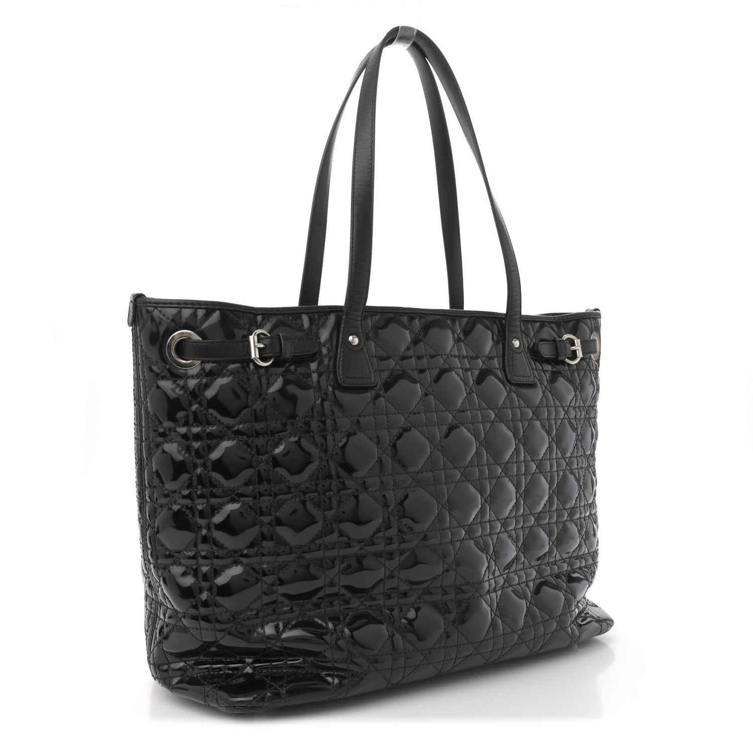 Christian Dior Patent Cannage Medium Panarea Tote Black 4 of 23