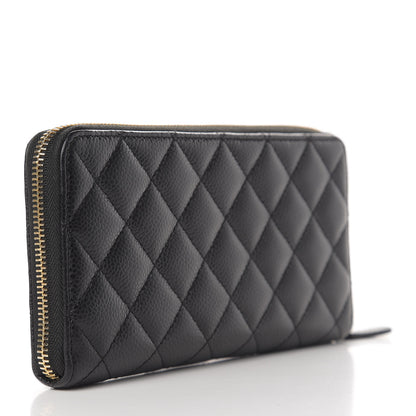 Chanel Caviar Quilted Large Gusset Zip Around Wallet Black 3 of 12