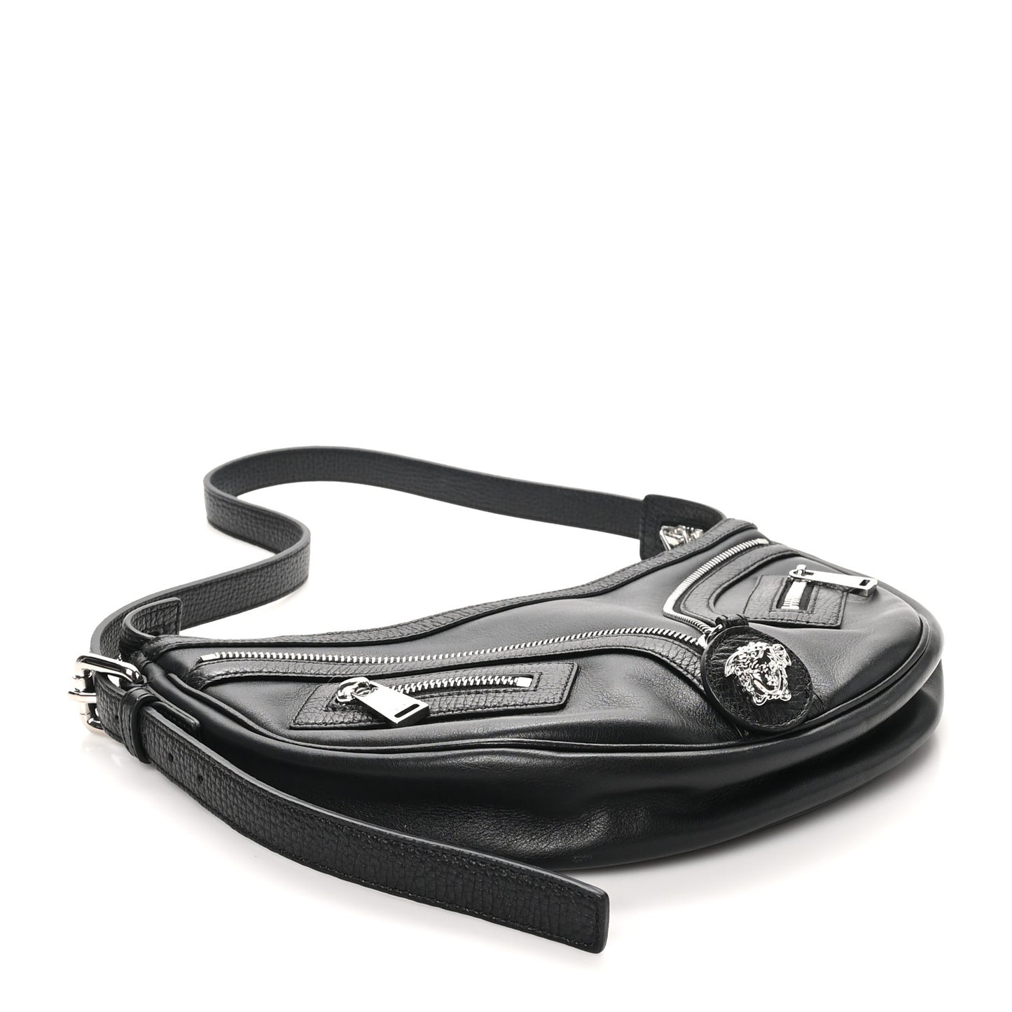 Calfskin Small Repeat Zip Hobo Black
