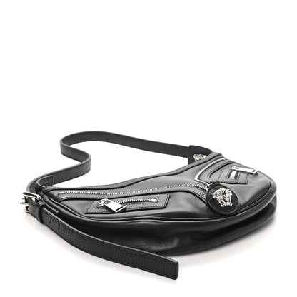 Versace Calfskin Small Repeat Zip Hobo Black 4 of 9