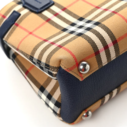 Burberry Goatskin Vintage Check Baby Banner Tote Regency Blue 9 of 10