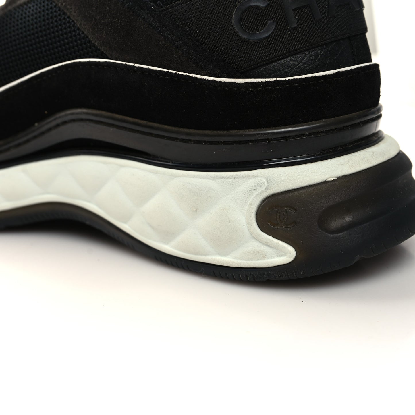 Velvet Calfskin Mixed Fibers Mens CC Sneakers 45 Black
