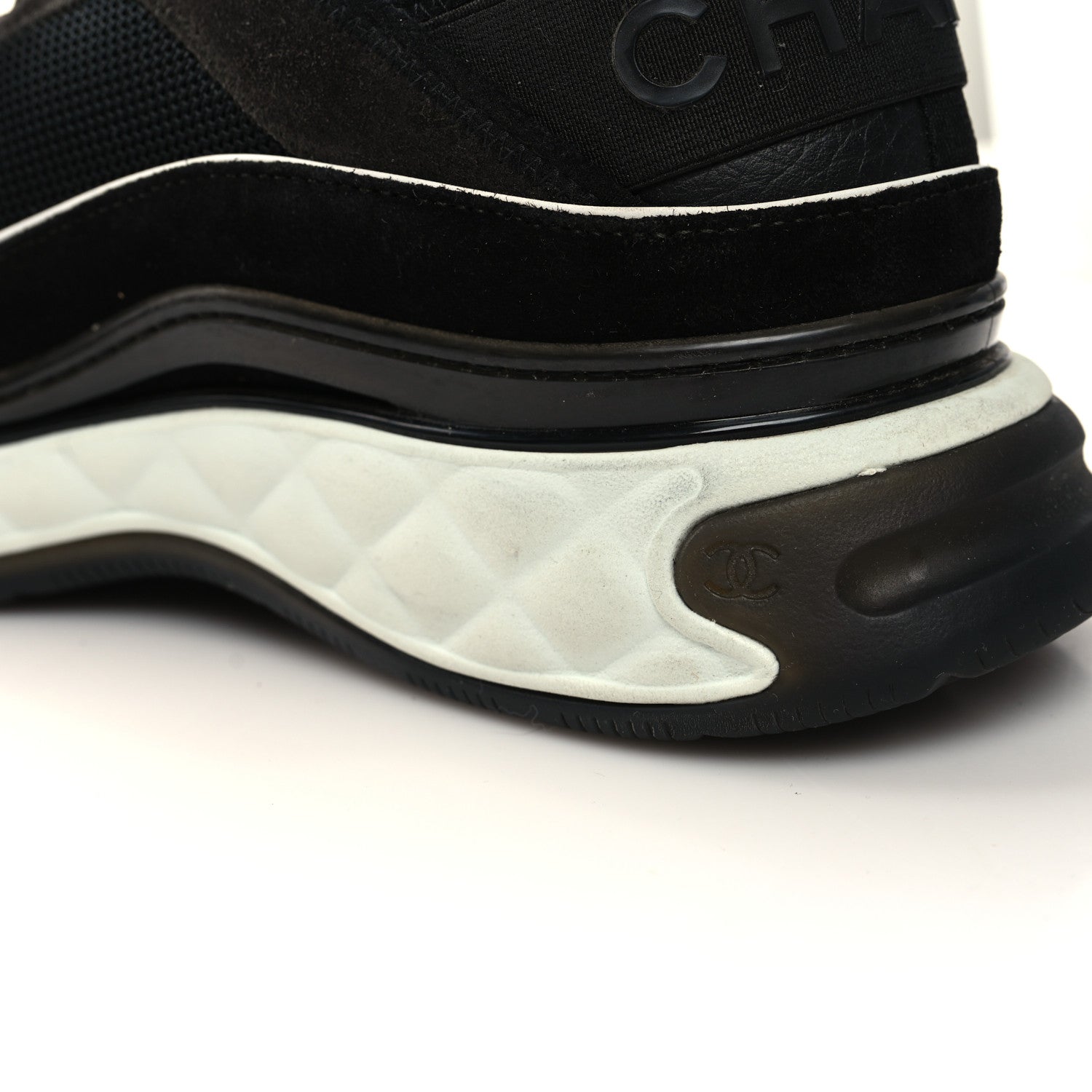 Chanel Velvet Calfskin Mixed Fibers Mens CC Sneakers 45 Black 10 of 11