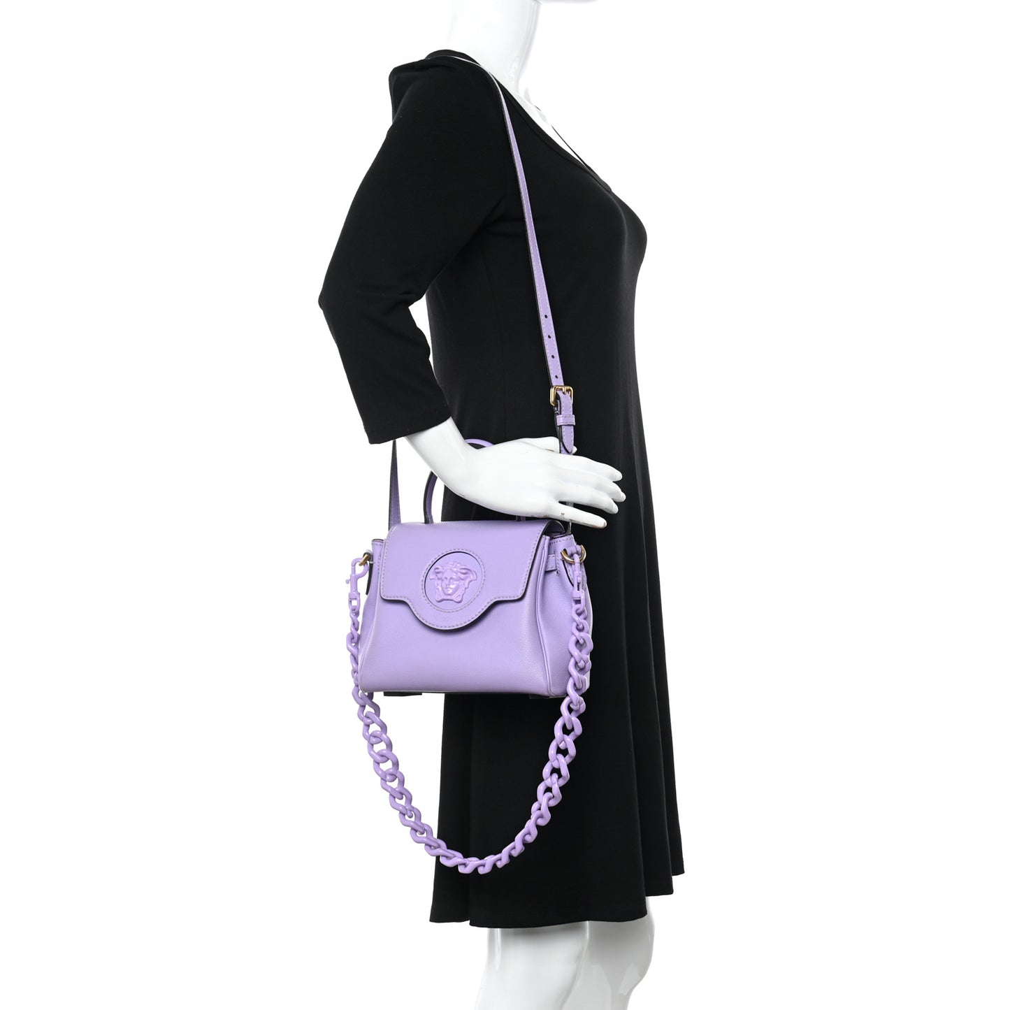 Calfskin Medusa Small Top Handle Handbag Lilac