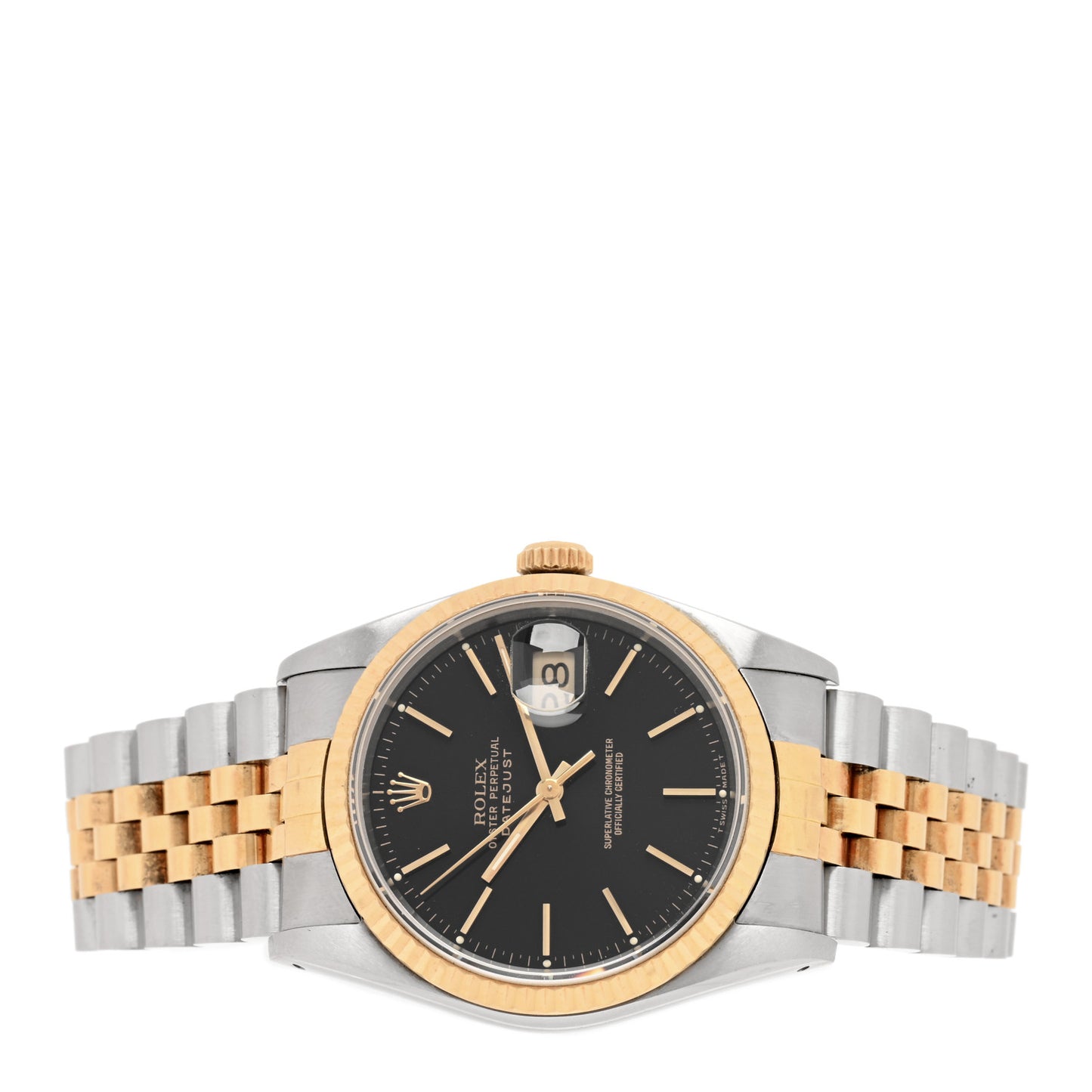 Stainless Steel 18K Yellow Gold 36mm Oyster Perpetual Datejust Watch Black 16233