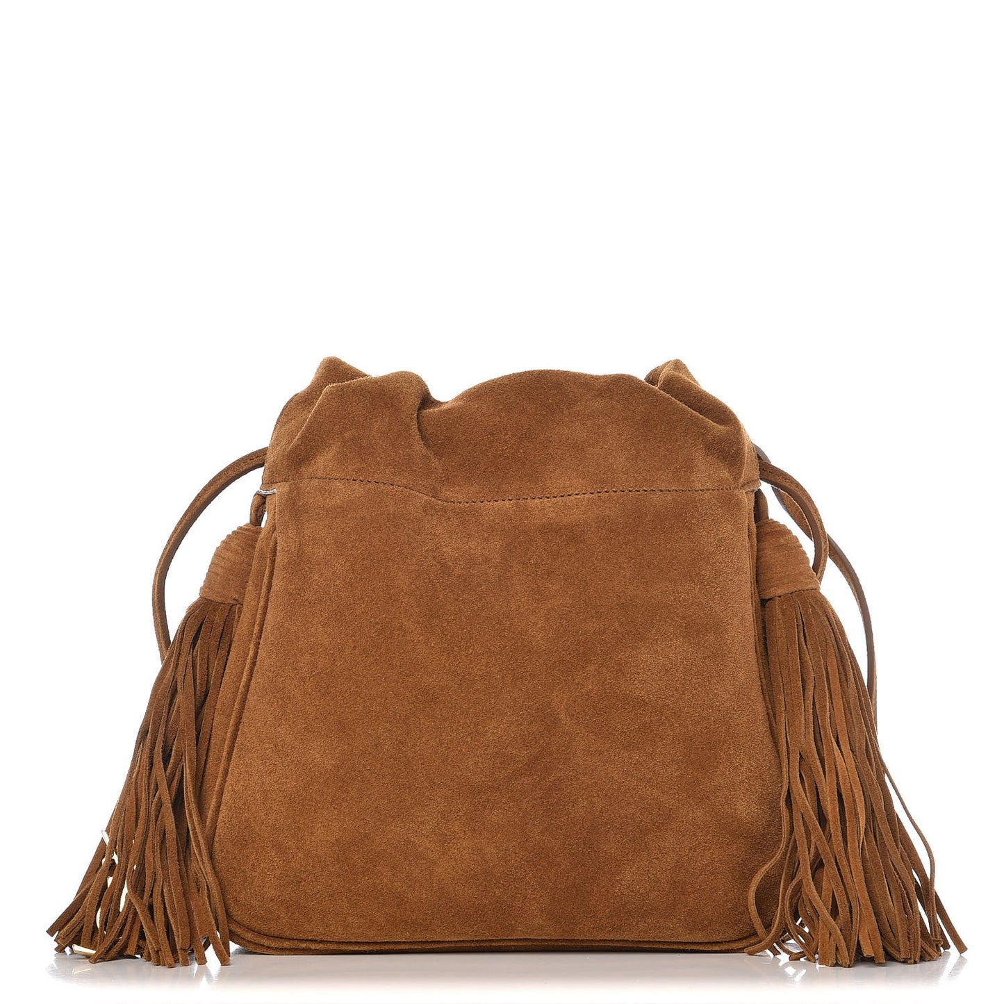 Suede Calfskin Fringe Bucket Light Ochre
