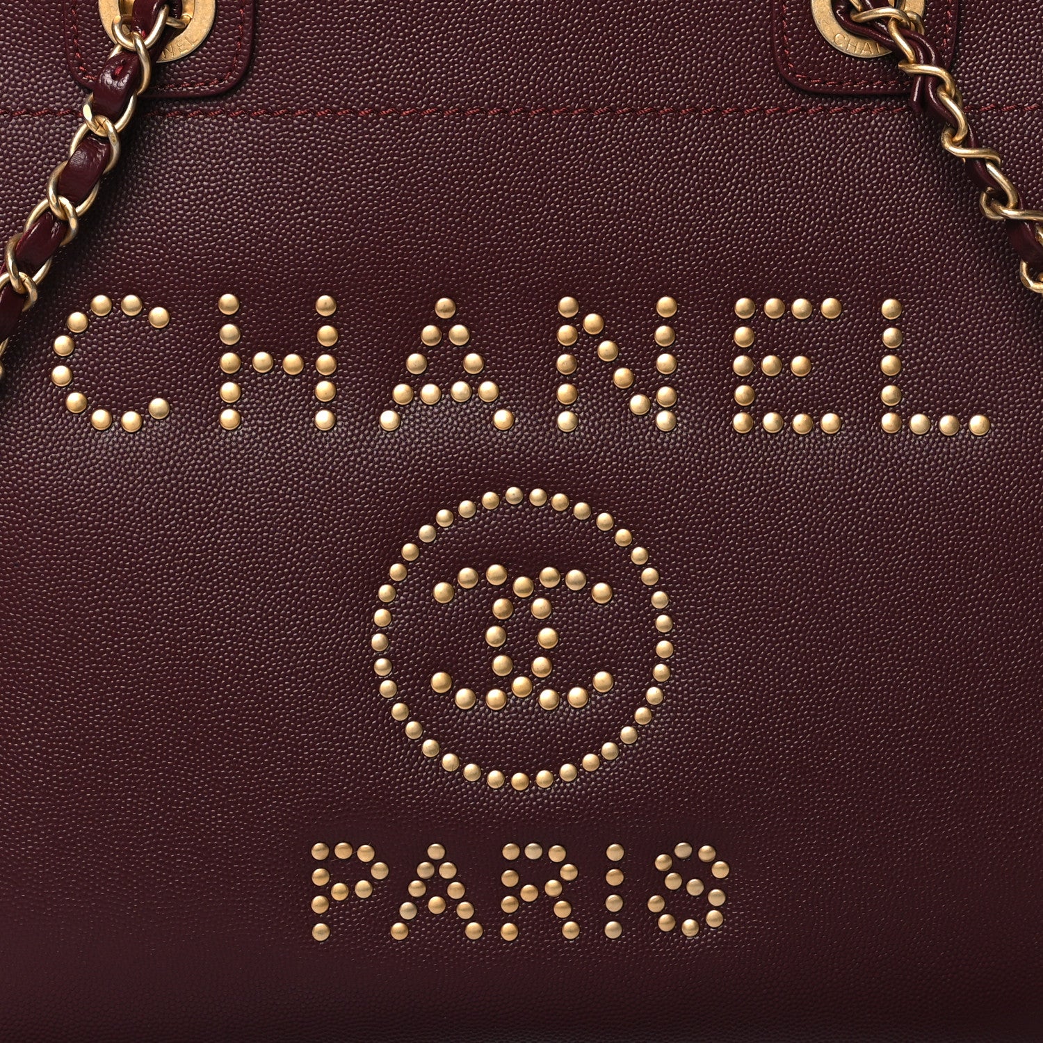 Chanel Caviar Small Studded Deauville Tote Burgundy 8 of 10