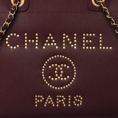 Chanel Caviar Small Studded Deauville Tote Burgundy 8 of 10
