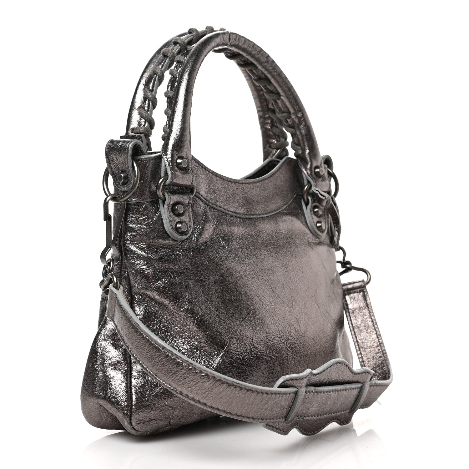 Balenciaga Metallic Chevre Classic Hardware Mini Classique Pewter 3 of 8
