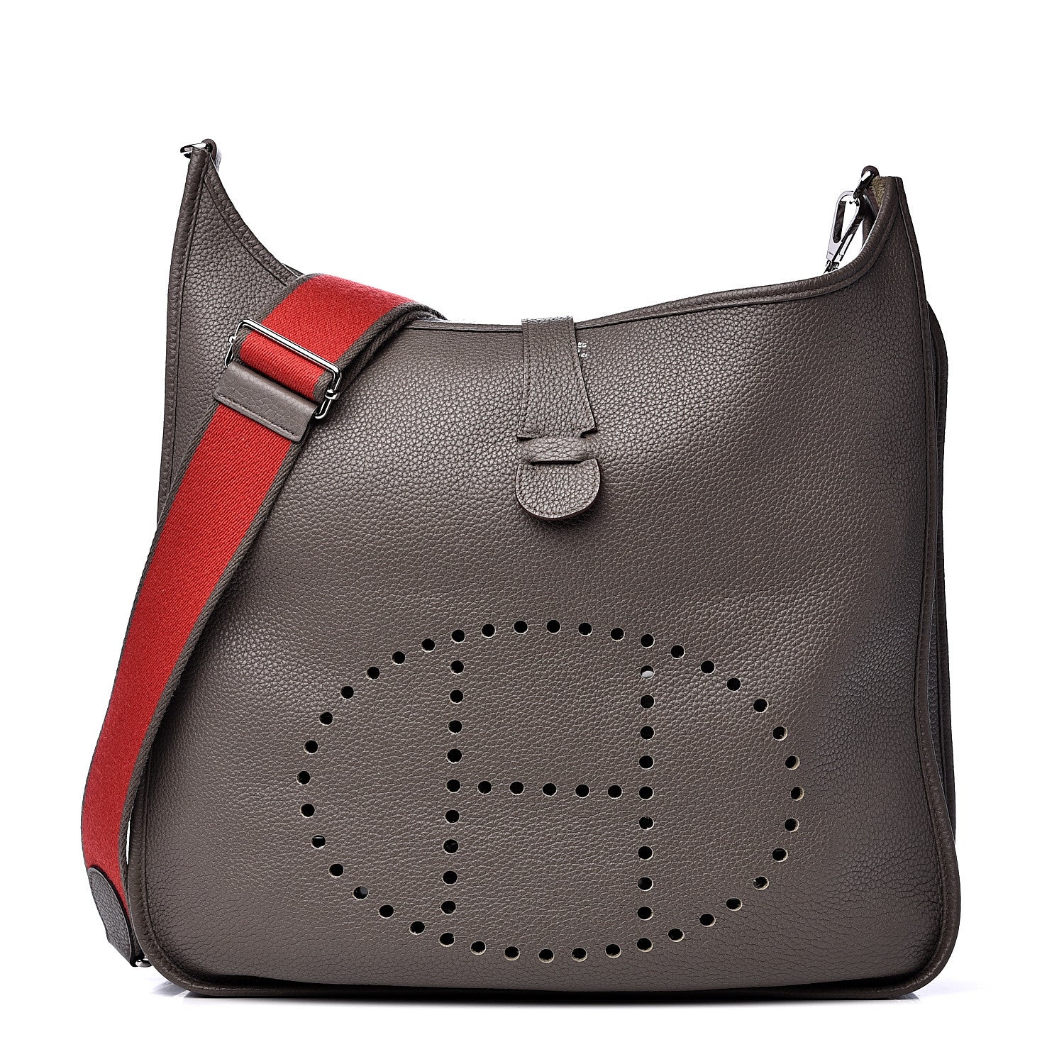 Hermes Taurillon Clemence Amazone Evelyne III TGM Etain Rouge Casaque 1 of 11