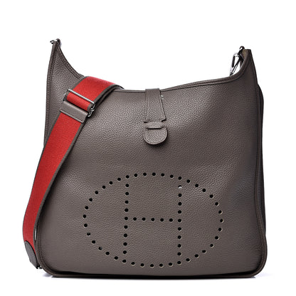 Hermes Taurillon Clemence Amazone Evelyne III TGM Etain Rouge Casaque 1 of 11