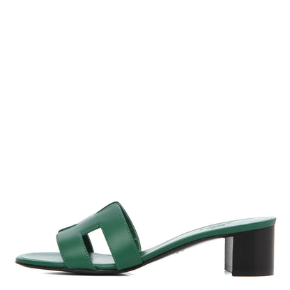 Hermes Calfskin Oasis Sandals 37 Vert Emeraude 1 of 18