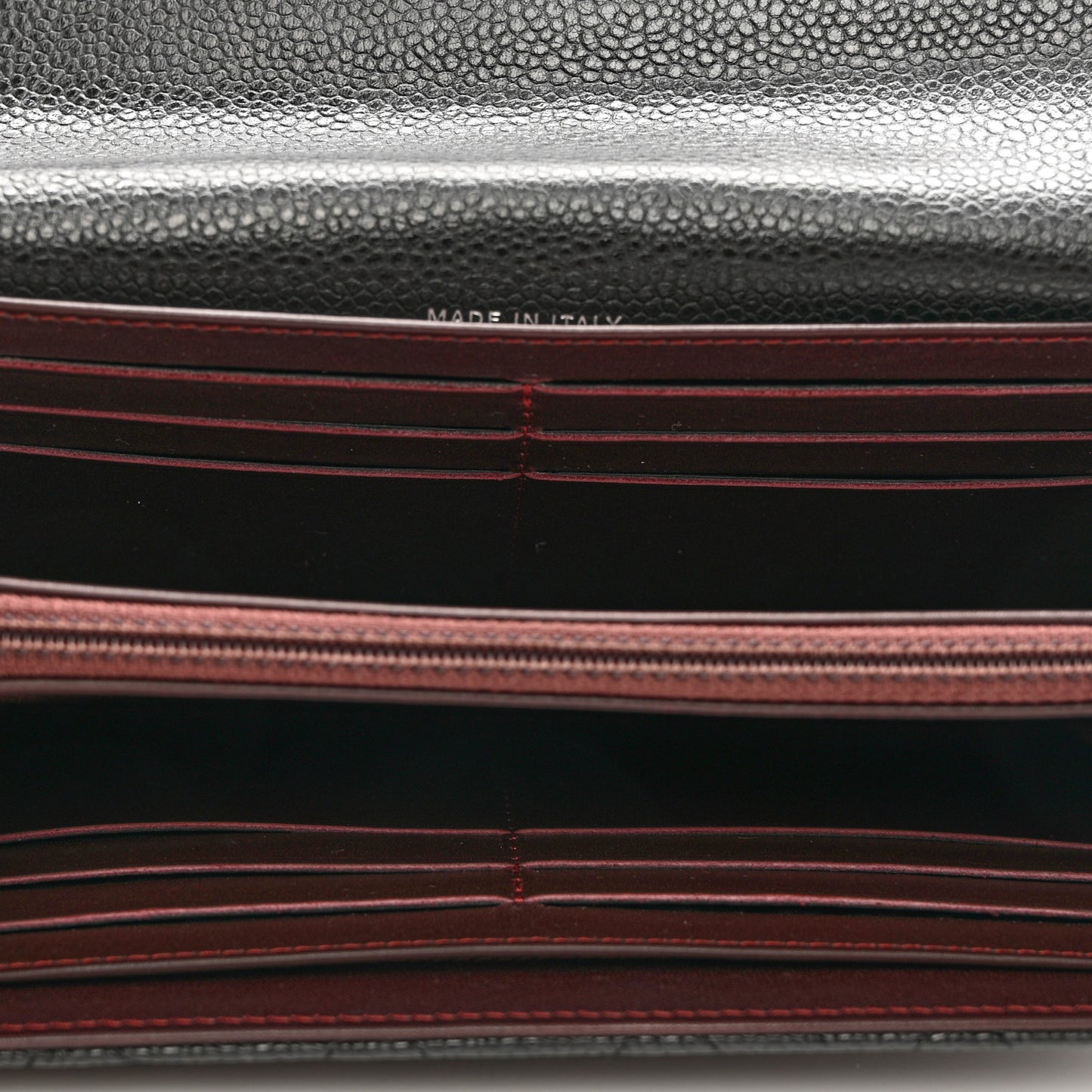 Caviar Quilted Large Gusset Flap Wallet Black