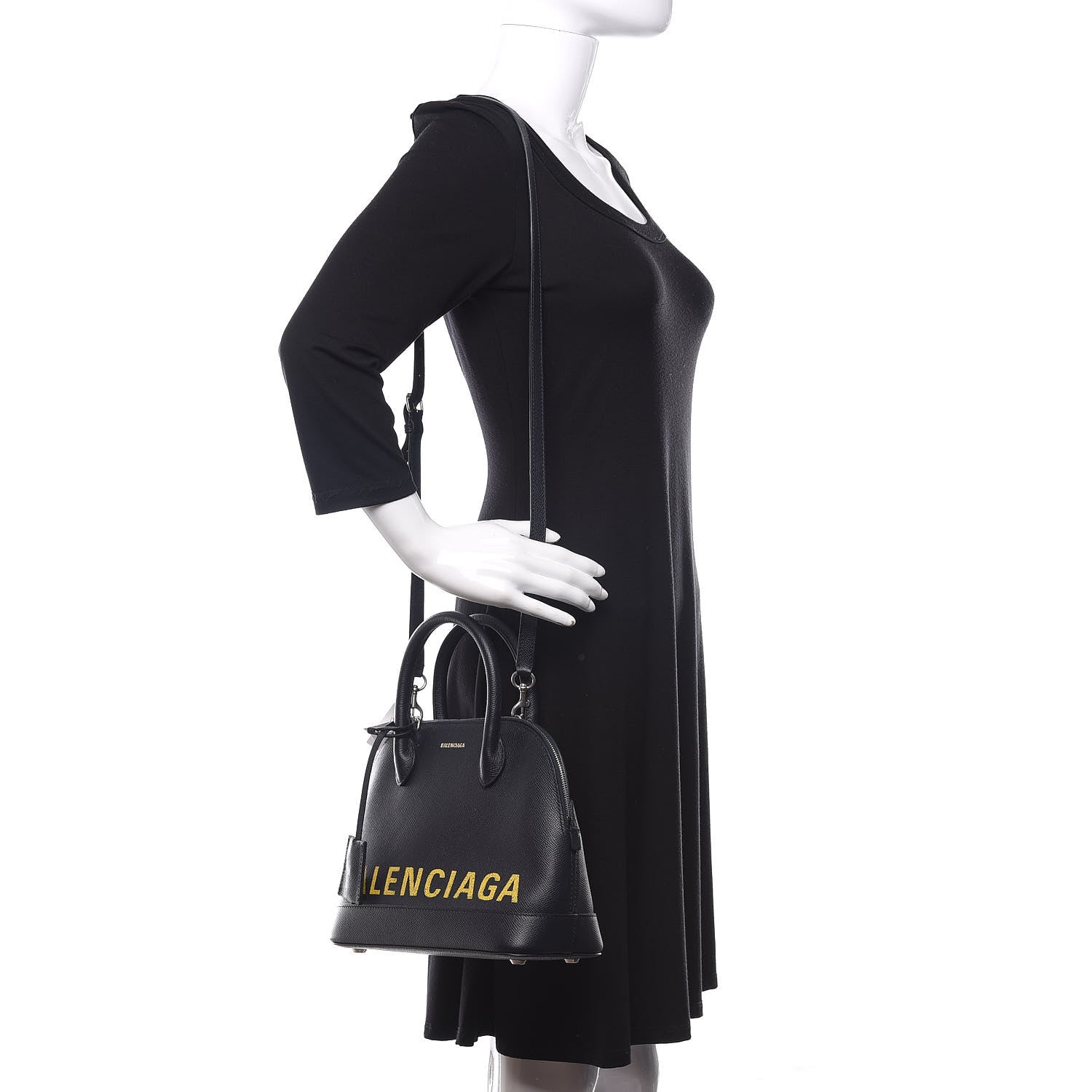 Balenciaga Signature Grained Calfskin Logo S Ville Top Handle Bag Bleu Tempete Jaune 2 of 10