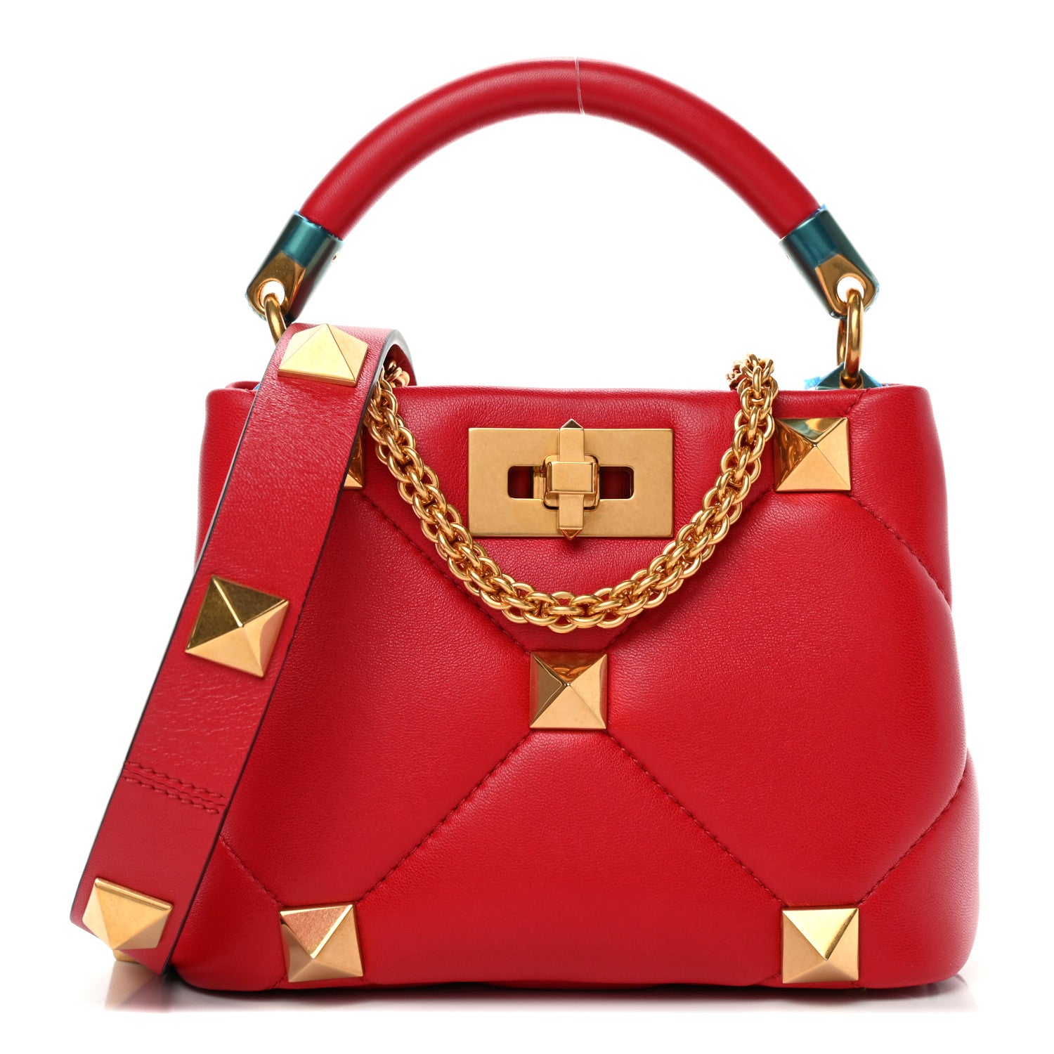 Valentino Garavani Nappa Mini Roman Stud The Handle Bag Rouge Pur 1 of 4