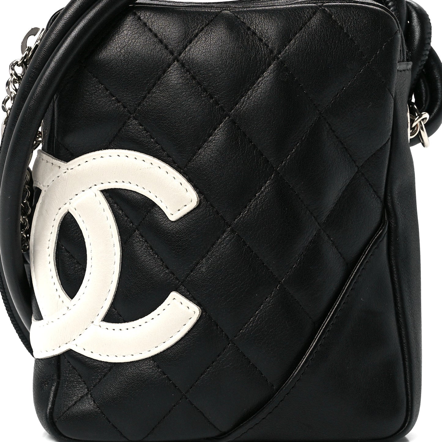 Calfskin Quilted Small Cambon Messenger Black White
