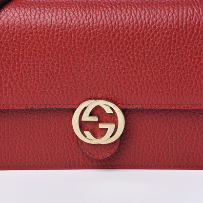 Gucci Dollar Calfskin Interlocking G Chain Wallet Red 7 of 10