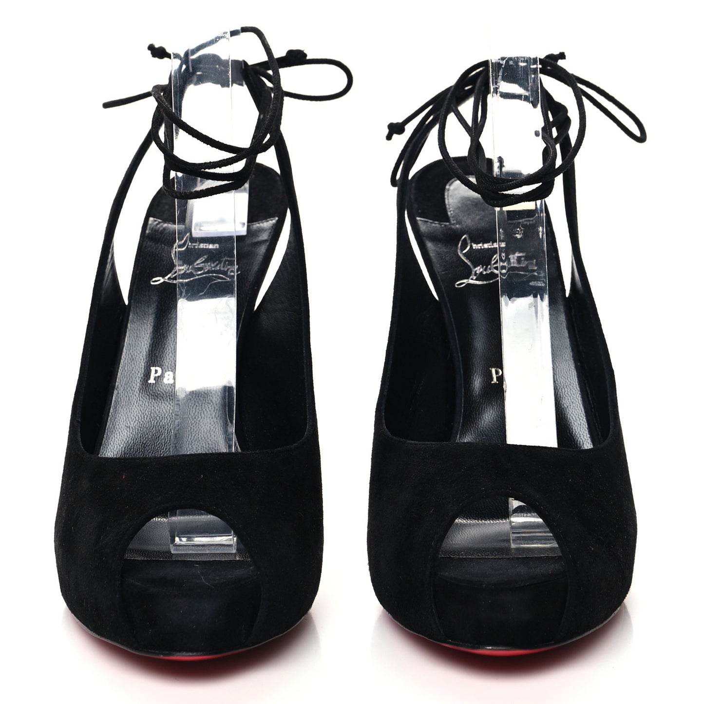 Veau Velours Lace Up NVP 120 Peep Toe Pump 40 Black