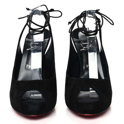 Christian Louboutin Veau Velours Lace Up NVP 120 Peep Toe Pump 40 Black 2 of 7