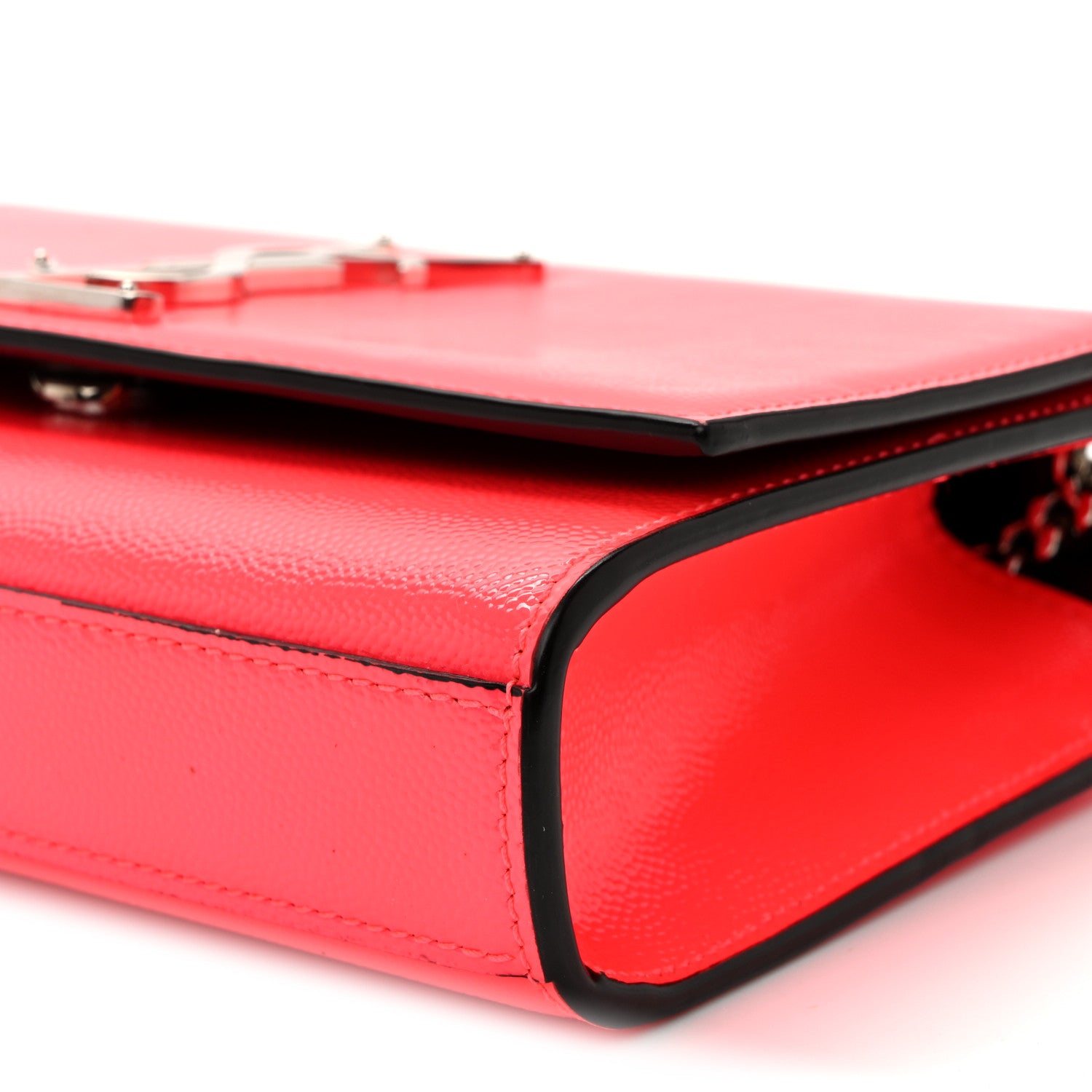 Saint Laurent Patent Grain de Poudre Small Monogram Kate Satchel Neon Pink 9 of 9