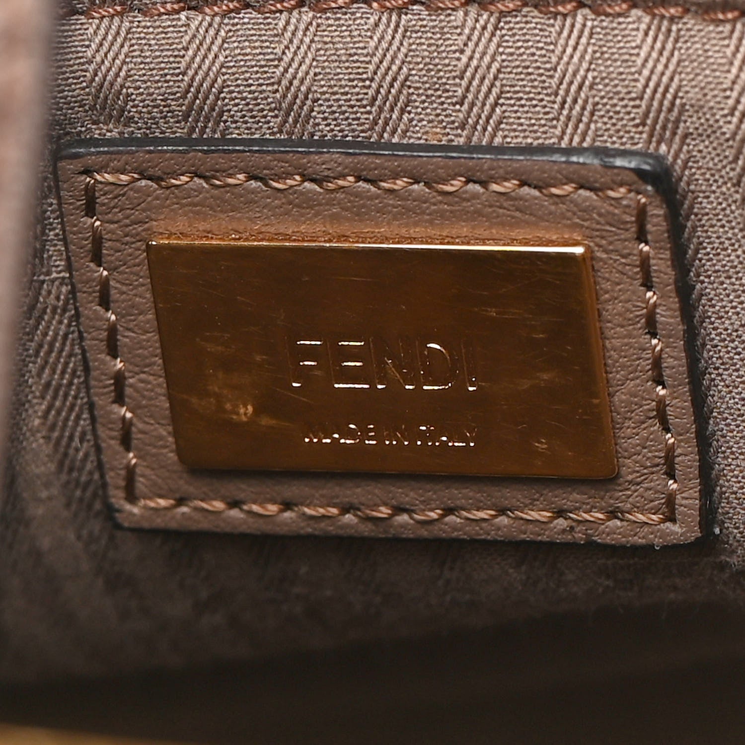 Fendi Vitello Elite Flamingo Petite 2Jours Tote Seppia 6 of 9
