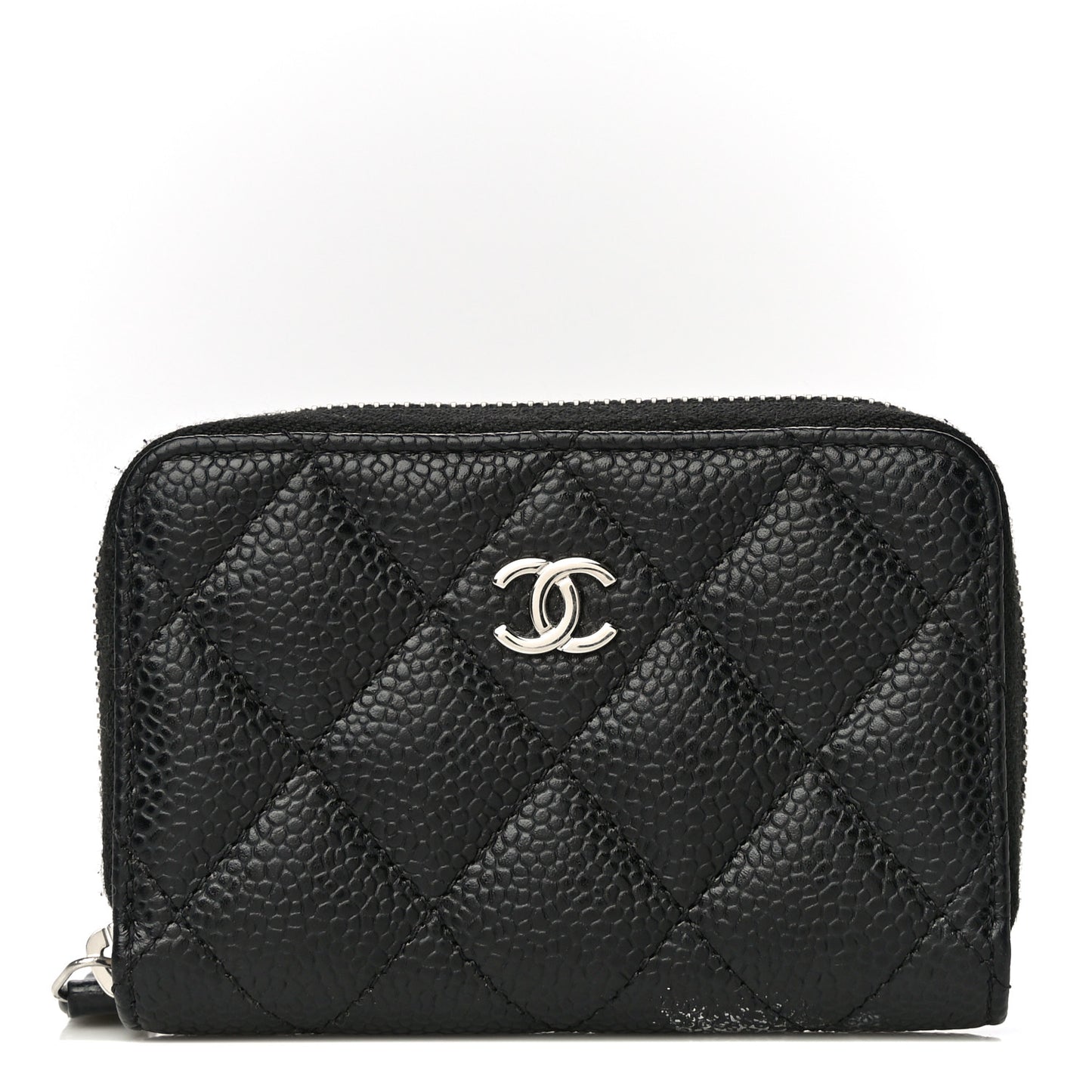 Caviar Quilted Zip Coin Purse Black