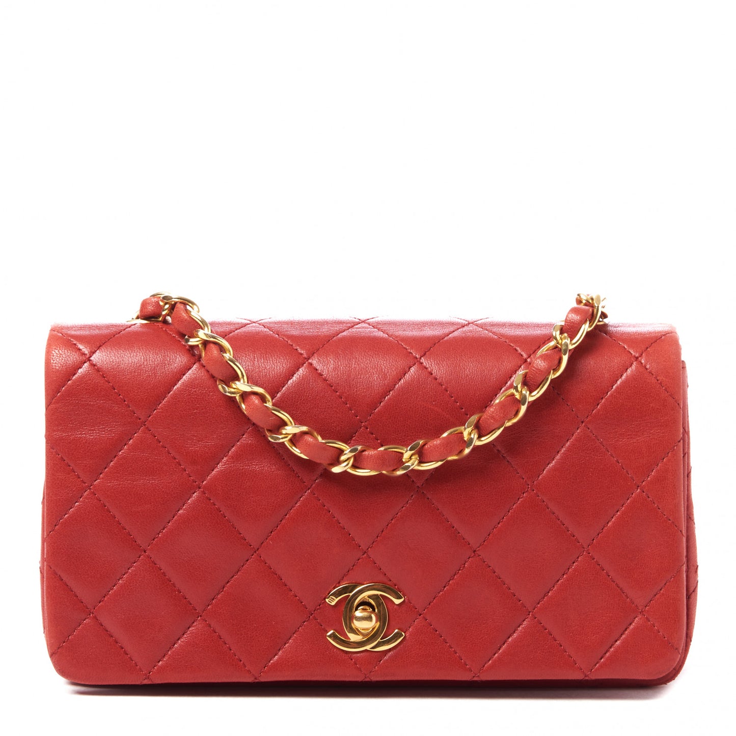 Lambskin Quilted Mini Flap Red