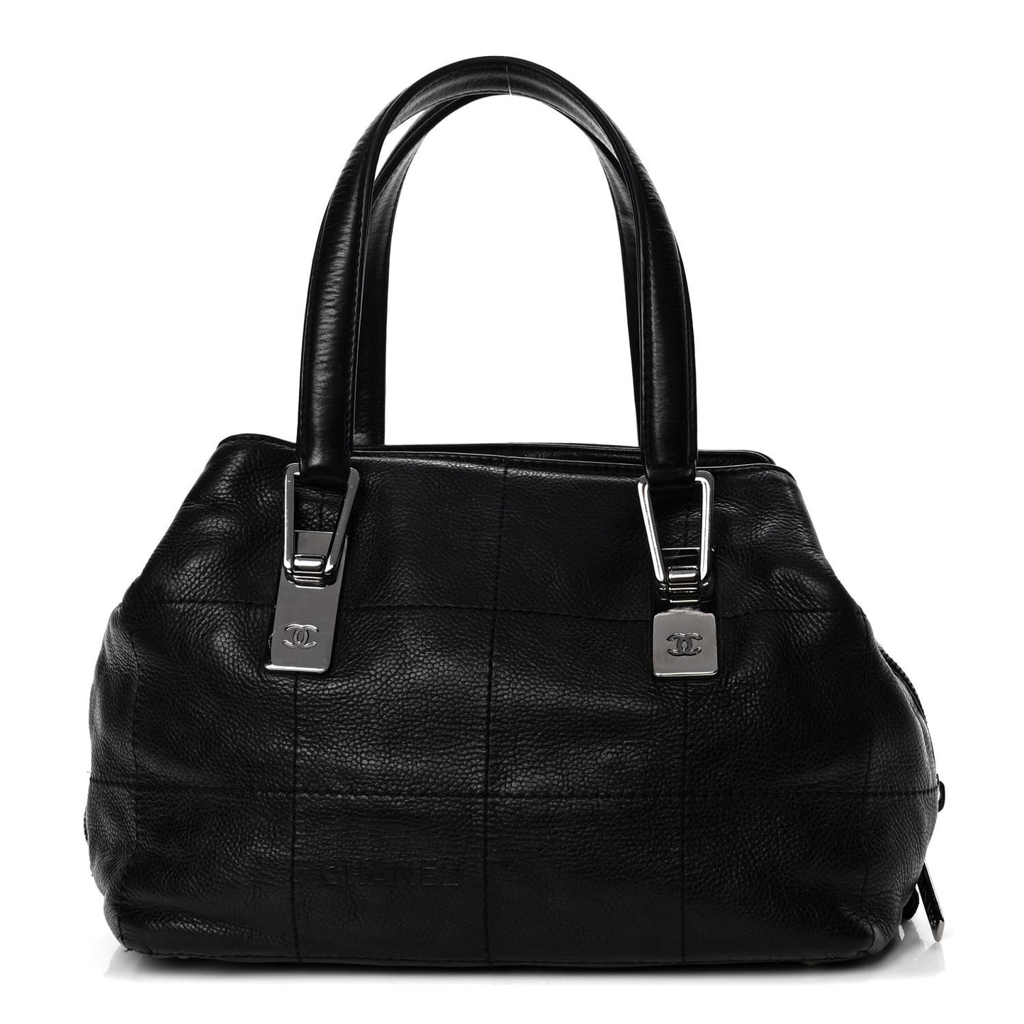 Caviar Square Stitched Medium Tote Black
