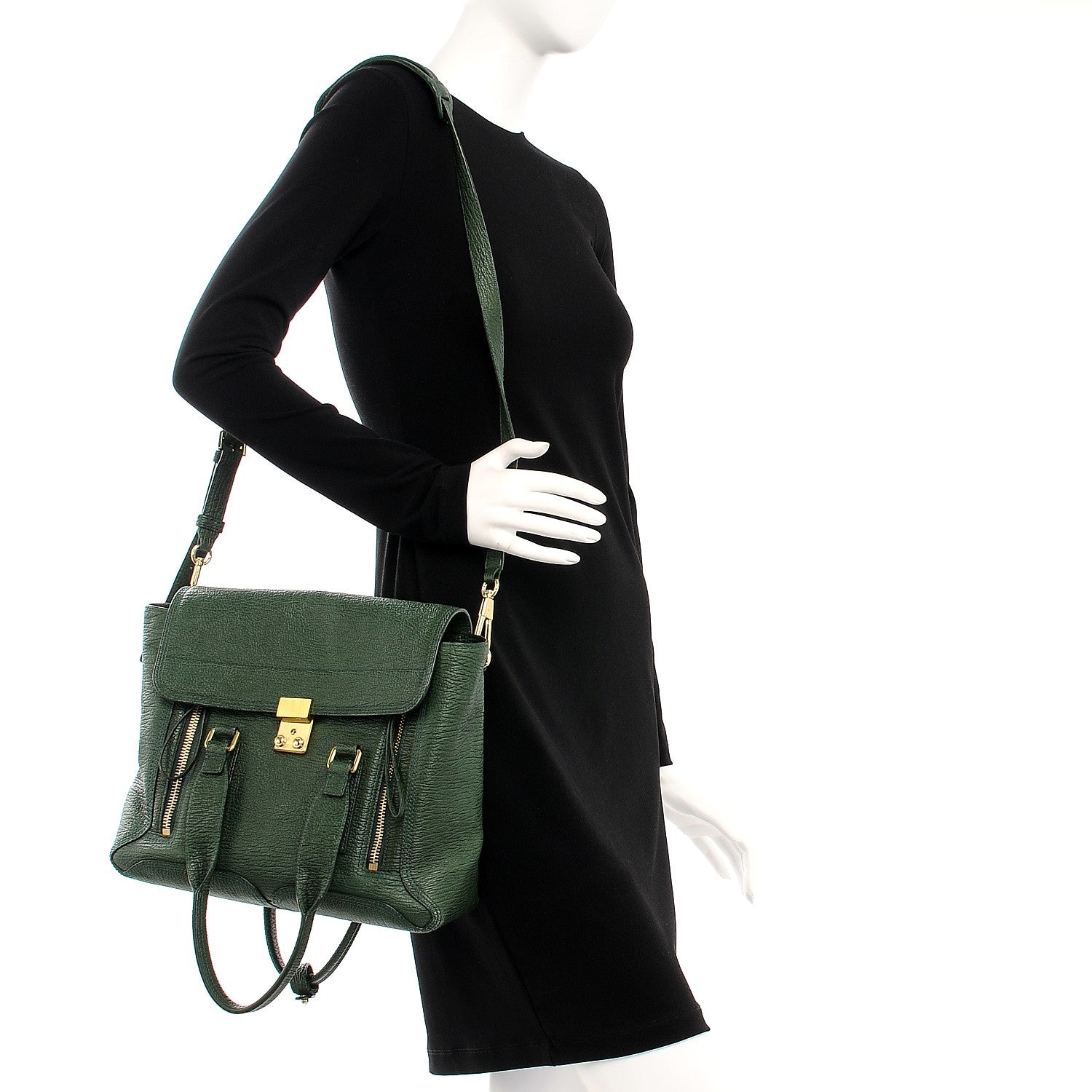 3.1 Phillip Lim 3.1 Textured Calfskin Medium Pashli Satchel Jade 2 of 12