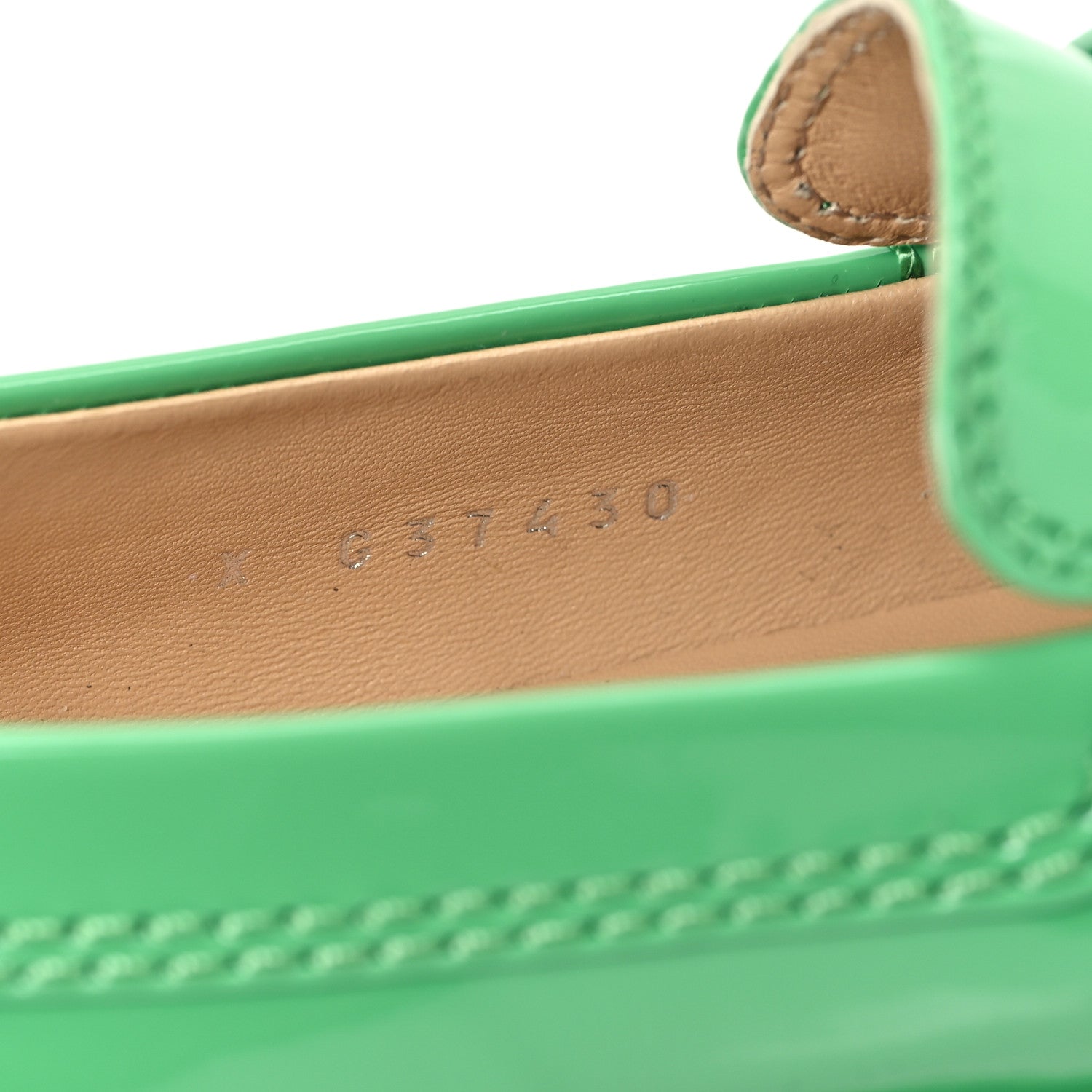 Chanel Patent Calfskin Logo Loafers 37 Green 9 of 10