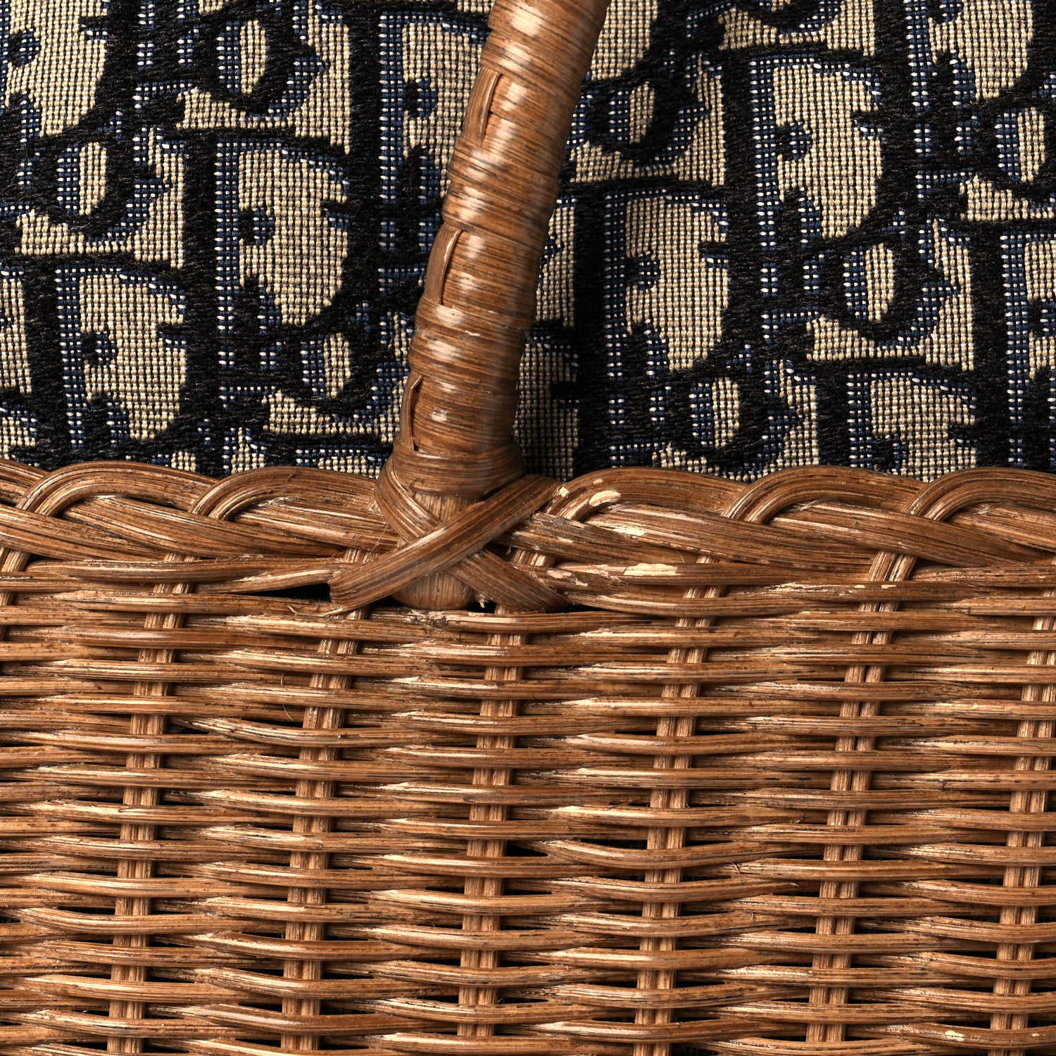 Christian Dior Wicker Oblique Basket Bag Blue 11 of 11