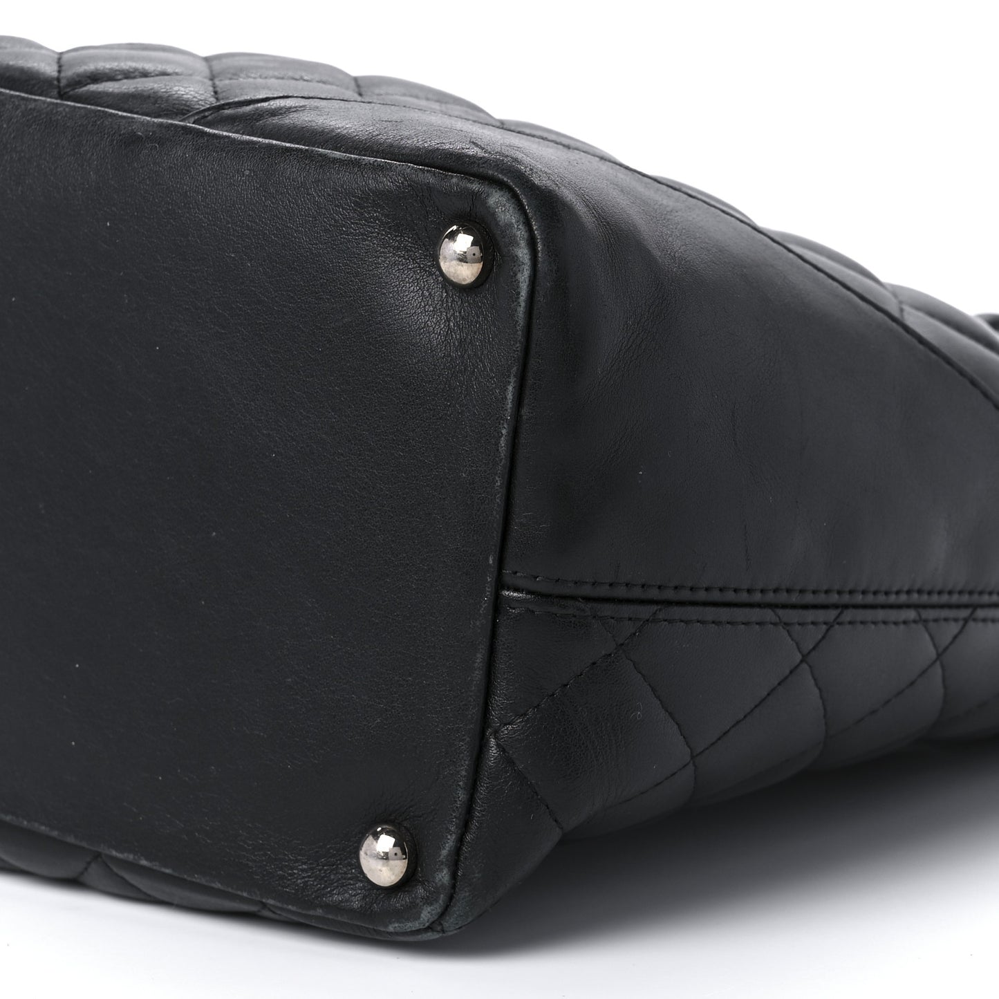 Calfskin Quilted Medium Cambon Tote Black