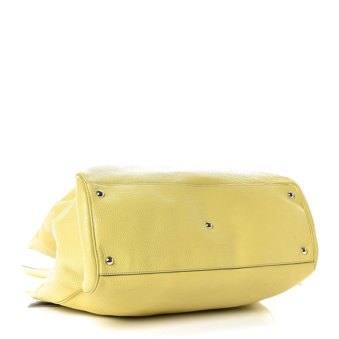 Pebbled Calfskin Large Bamboo Shopper Tote Citrus