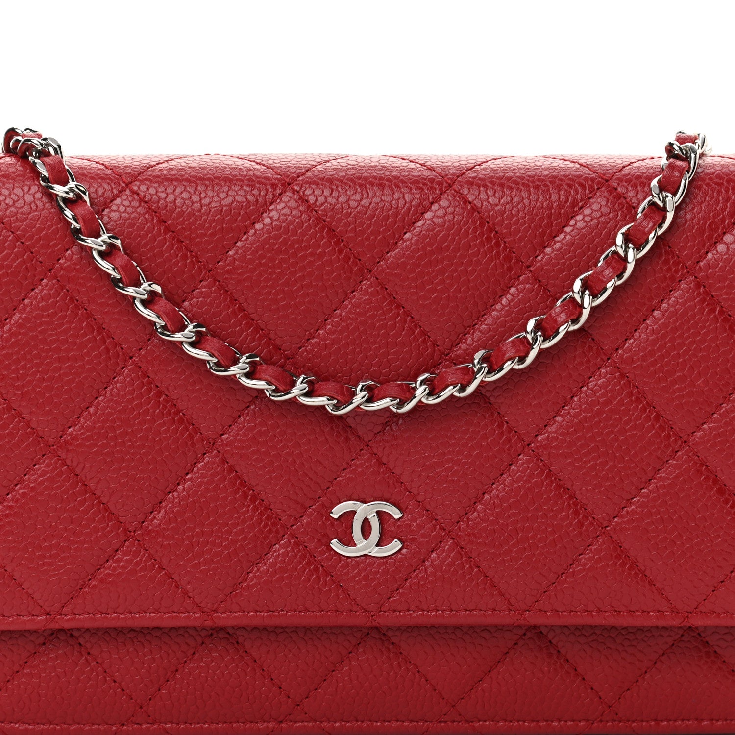 Chanel Caviar Quilted Wallet On Chain WOC Red 17 of 25