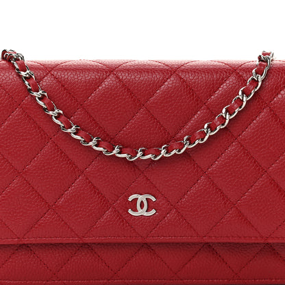 Chanel Caviar Quilted Wallet On Chain WOC Red 17 of 25