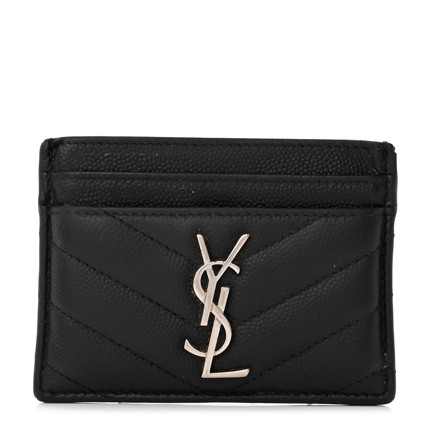 Grain De Poudre Matelasse Chevron Monogram Credit Card Case Black