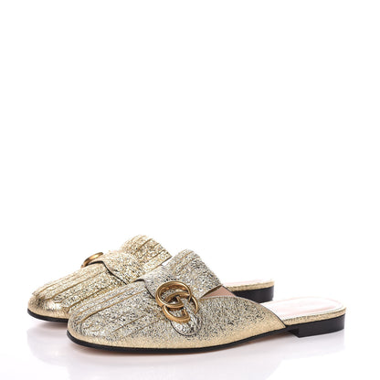 Gucci Galassia Womens GG Marmont Fringe Slippers 39 Platino 3 of 8