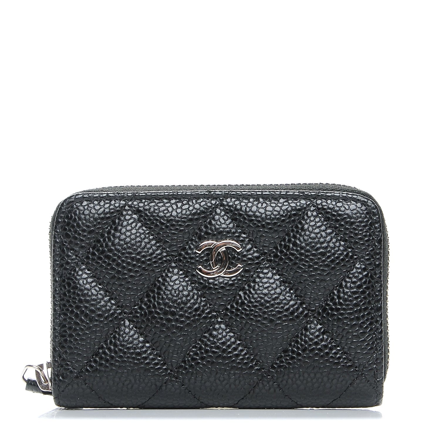 Caviar Quilted Zip Coin Purse Black