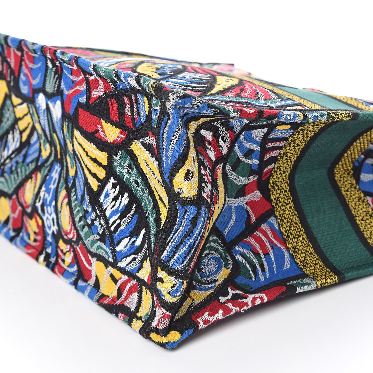 Canvas Embroidered Butterfly Book Tote Black Multicolor