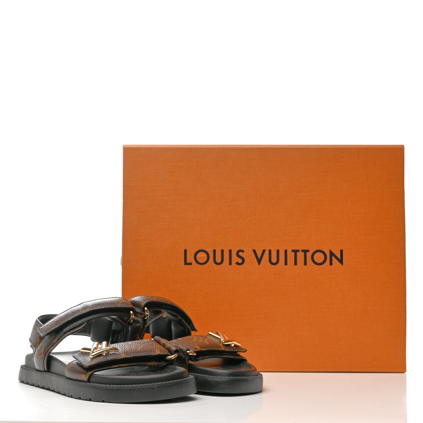 Monogram LV Sunset Comfort Flat Sandals 36 Cacao Brown