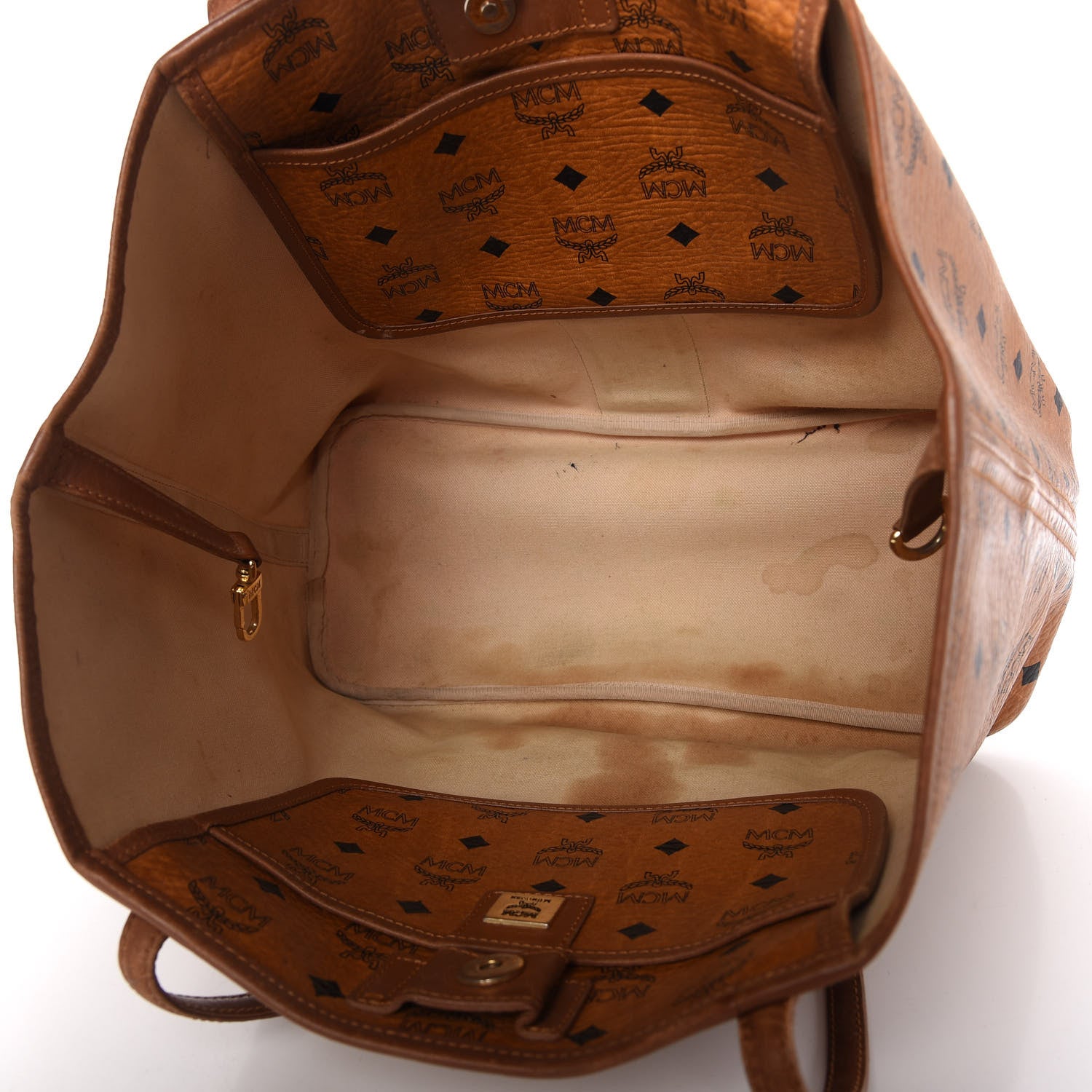 MCM Visetos Crocodile Embossed Medium Liz Shopper Tote Cognac 5 of 10