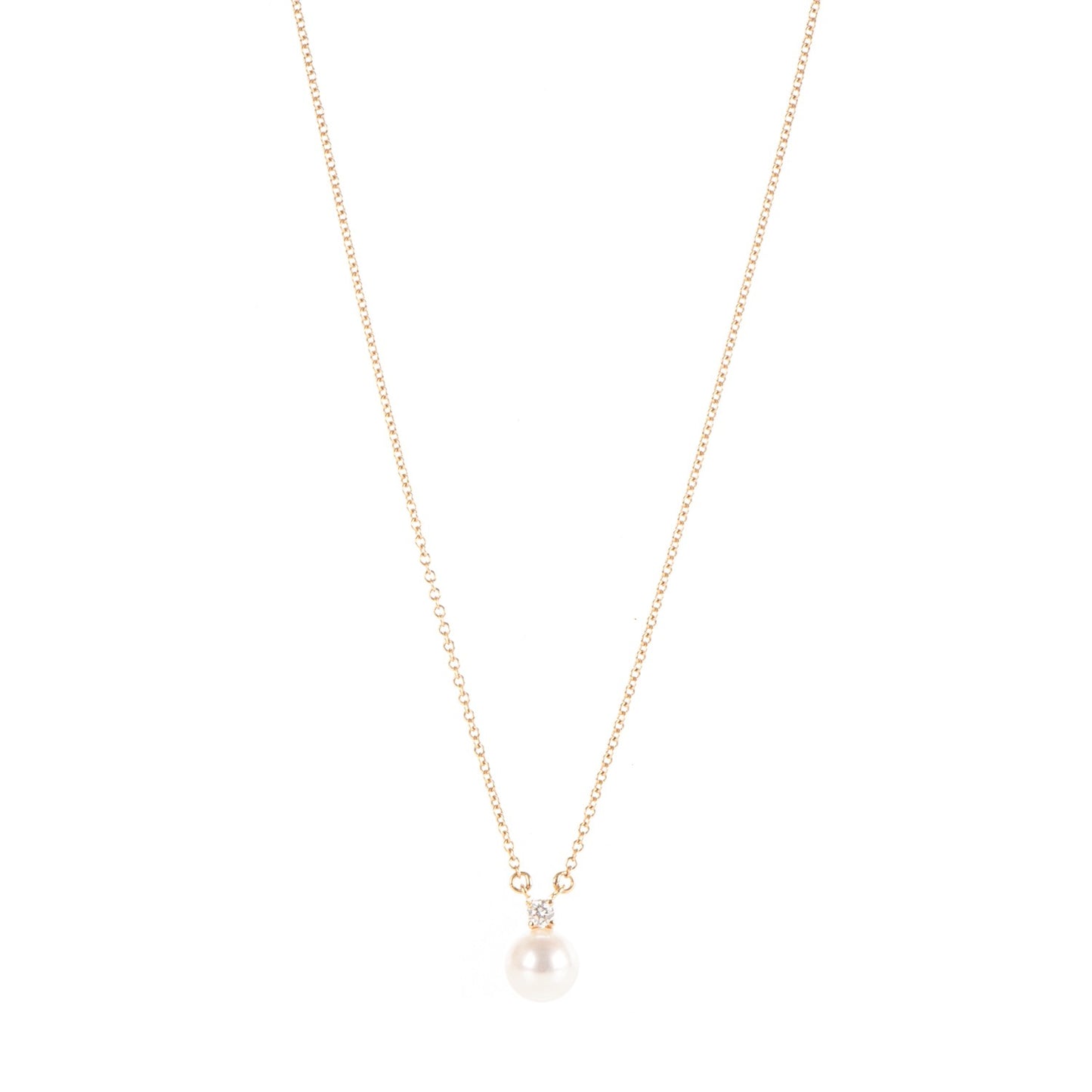 18K Yellow Gold Pearl Diamond Pendant Necklace