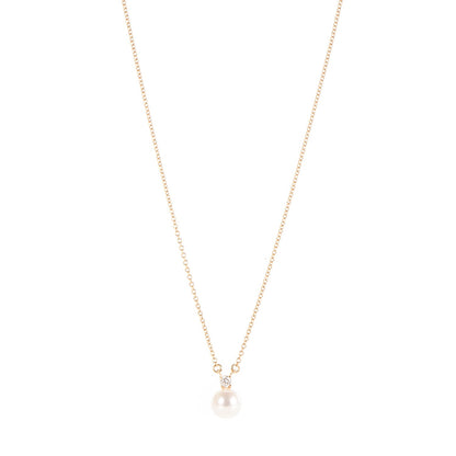 Tiffany 18K Yellow Gold Pearl Diamond Pendant Necklace 1 of 6