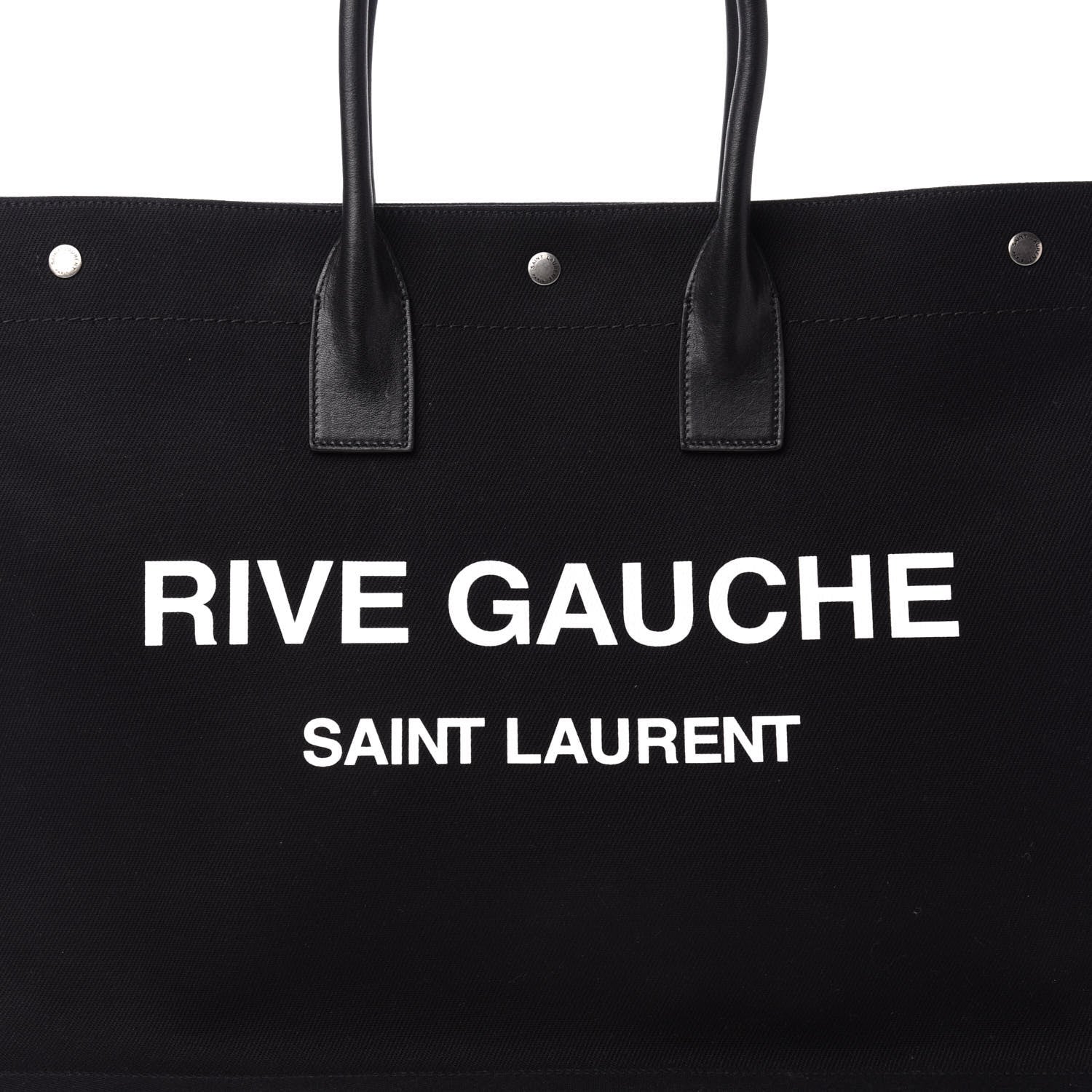 Saint Laurent Linen Calfskin Rive Gauche Tote Black 10 of 10