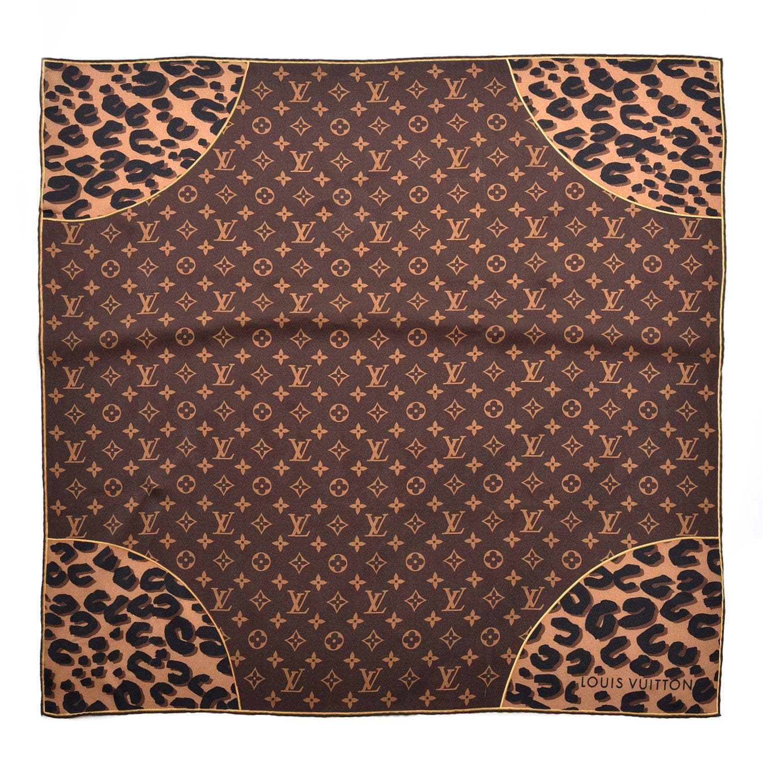 Louis Vuitton Silk Leopard Monogram Square Scarf 2 of 6